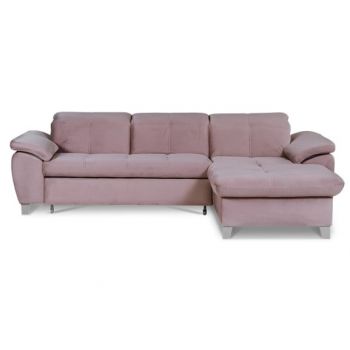 Coltar Extensibil Cu Insula Dreapta Sevilia Lux, 5 Locuri, Tetiere Reglabile, Roz, 272 Cm
