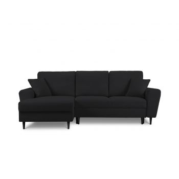 Coltar extensibil stanga 4 locuri, Moghan, Micadoni Home, BL, 241x145x88 cm, poliester Boucle, negru la reducere