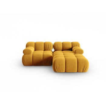 Coltar modular dreapta 3 locuri, Bellis, Micadoni Home, BL, 188x155x70 cm, catifea, galben