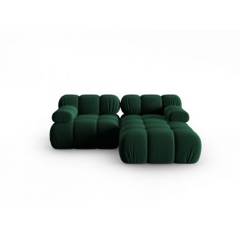 Coltar modular dreapta 3 locuri, Bellis, Micadoni Home, BL, 188x155x70 cm, catifea, verde bottle