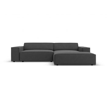 Coltar modular dreapta 3 locuri, Jodie, Micadoni Home, BL, 224x166x70 cm, catifea, gri