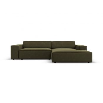 Coltar modular dreapta 3 locuri, Jodie, Micadoni Home, BL, 224x166x70 cm, catifea, verde