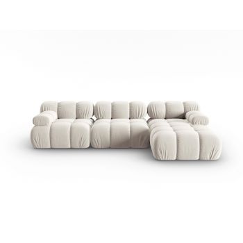 Coltar modular dreapta 4 locuri, Bellis, Micadoni Home, BL, 285x122x63 cm, catifea, bej deschis la reducere