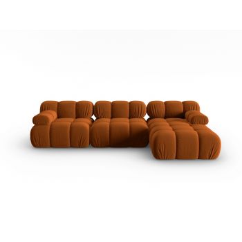 Coltar modular dreapta 4 locuri, Bellis, Micadoni Home, BL, 285x157x63 cm, catifea, caramiziu