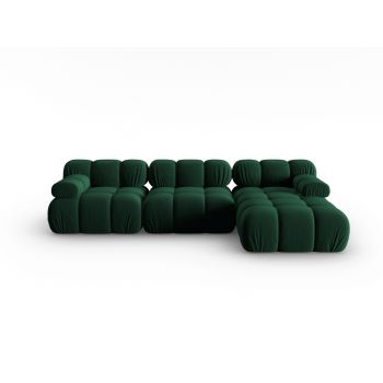 Coltar modular dreapta 4 locuri, Bellis, Micadoni Home, BL, 285x157x63 cm, catifea, verde bottle