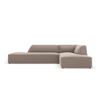 Coltar modular dreapta 4 locuri, Ruby, Micadoni Home, BL, fara cotiera, 273x180x69 cm, piele ecologica, maro deschis