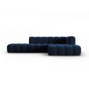 Coltar modular dreapta 5 locuri, Lupine, Micadoni Home, BL, fara cotiera, 294x175x70 cm, catifea, albastru regal