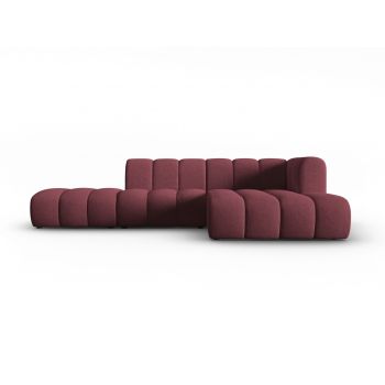 Coltar modular dreapta 5 locuri, Lupine, Micadoni Home, BL, fara cotiera, 294x175x70 cm, poliester chenille, bordo