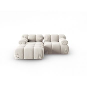 Coltar modular stanga 3 locuri, Bellis, Micadoni Home, BL, 188x155x70 cm, catifea, bej deschis