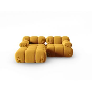 Coltar modular stanga 3 locuri, Bellis, Micadoni Home, BL, 191x157x62 cm, catifea, galben la reducere