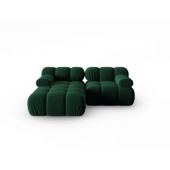 Coltar modular stanga 3 locuri, Bellis, Micadoni Home, BL, 191x157x62 cm, catifea, verde bottle la reducere