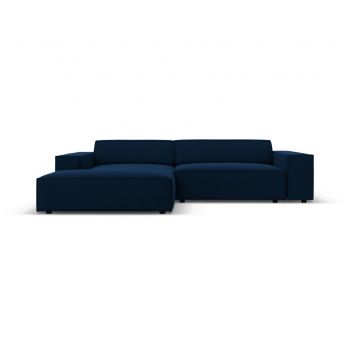 Coltar modular stanga 3 locuri, Jodie, Micadoni Home, BL, 224x166x70 cm, catifea, albastru regal