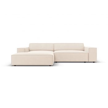 Coltar modular stanga 3 locuri, Jodie, Micadoni Home, BL, 224x166x70 cm, catifea, bej deschis la reducere