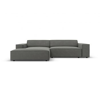 Coltar modular stanga 3 locuri, Jodie, Micadoni Home, BL, 224x166x70 cm, catifea, gri deschis la reducere