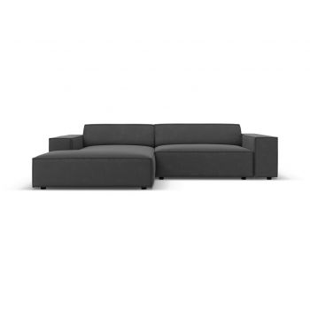 Coltar modular stanga 3 locuri, Jodie, Micadoni Home, BL, 224x166x70 cm, catifea, gri la reducere