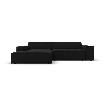 Coltar modular stanga 3 locuri, Jodie, Micadoni Home, BL, 224x166x70 cm, catifea, negru