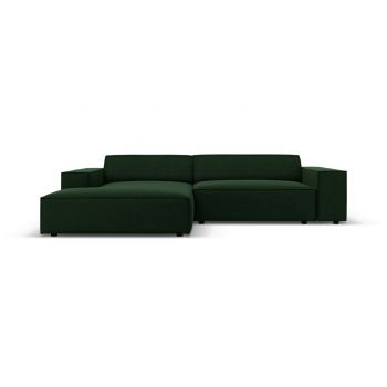 Coltar modular stanga 3 locuri, Jodie, Micadoni Home, BL, 224x166x70 cm, catifea, verde bottle