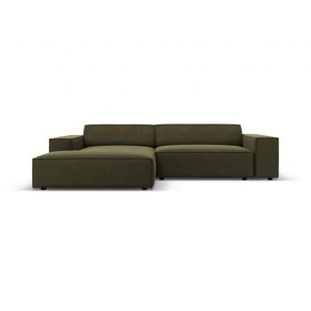 Coltar modular stanga 3 locuri, Jodie, Micadoni Home, BL, 224x166x70 cm, catifea, verde la reducere