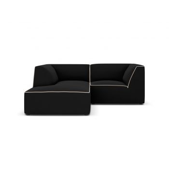 Coltar modular stanga 3 locuri, Ruby, Micadoni Home, BL, 186x180x69 cm, tesatura chenille, negru/bej