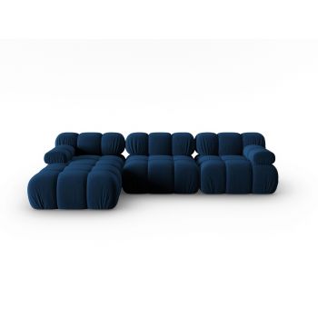 Coltar modular stanga 4 locuri, Bellis, Micadoni Home, BL, 285x157x63 cm, catifea, albastru regal