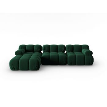 Coltar modular stanga 4 locuri, Bellis, Micadoni Home, BL, 285x157x63 cm, catifea, verde bottle