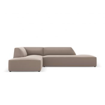 Coltar stanga 4 locuri, Ruby, Micadoni Home, BL, fara cotiera, 273x180x69 cm, piele ecologica, maro deschis la reducere