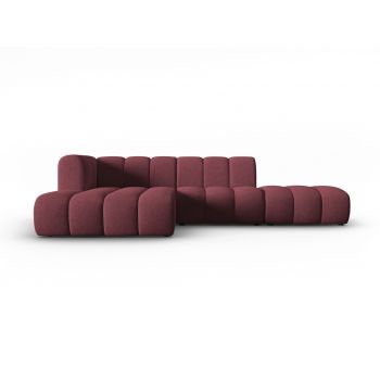 Coltar modular stanga 5 locuri, Lupine, Micadoni Home, BL, fara cotiera, 294x175x70 cm, poliester chenille, bordo la reducere