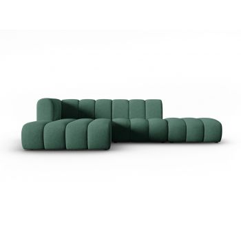 Coltar modular stanga 5 locuri, Lupine, Micadoni Home, BL, fara cotiera, 294x175x70 cm, poliester chenille, verde