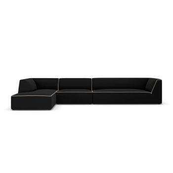 Coltar modular stanga 5 locuri, Ruby, Micadoni Home, BL, 366x180x69 cm, tesatura chenille, negru/bej