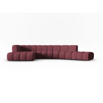 Coltar modular stanga 6 locuri, Lupine, Micadoni Home, BL, 425x175x70 cm, poliester chenille, bordo la reducere