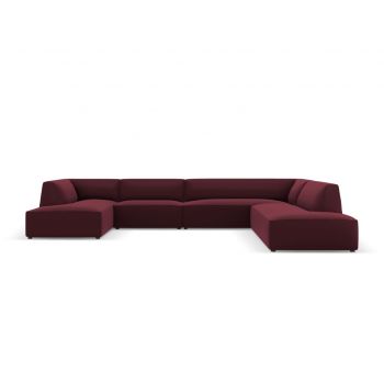 Coltar panoramic dreapta 7 locuri, Ruby, Micadoni Home, BL, 366x273x69 cm, piele ecologica, bordo