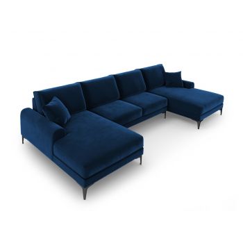 Coltar panoramic, Madara, Mazzini Sofas, 6 locuri, 334x182x90 cm, catifea, albastru regal la reducere