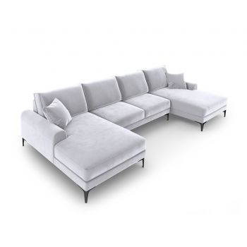 Coltar panoramic, Madara, Mazzini Sofas, 6 locuri, 334x182x90 cm, catifea, argintiu la reducere