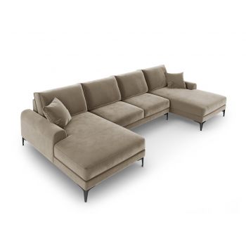 Coltar panoramic, Madara, Mazzini Sofas, 6 locuri, 334x182x90 cm, catifea, bej