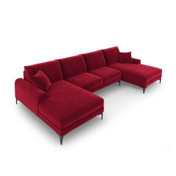 Coltar panoramic, Madara, Mazzini Sofas, 6 locuri, 334x182x90 cm, catifea, rosu vin la reducere