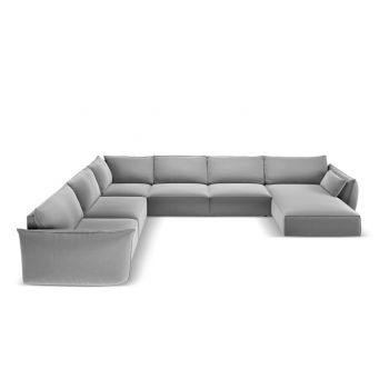 Coltar panoramic stanga 8 locuri, Kaelle, Micadoni Home, BL, 384x284x85 cm, catifea, gri