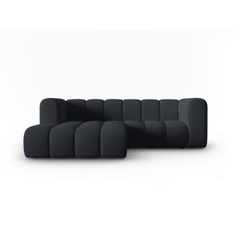 Coltar stanga 3 locuri, Lupine, Micadoni Home, BL, 228x175x70 cm, poliester chenille, negru la reducere