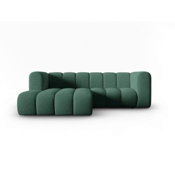 Coltar stanga 3 locuri, Lupine, Micadoni Home, BL, 228x175x70 cm, poliester chenille, verde