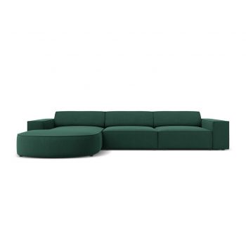 Coltar stanga 4 locuri, Jodie, Micadoni Home, BL, forma rotunjita, 284x166x70 cm, poliester, verde la reducere