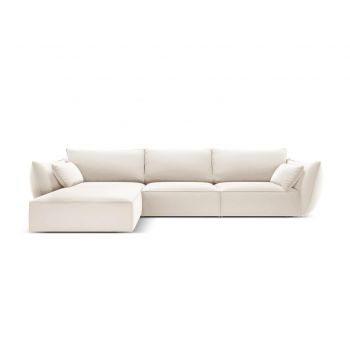 Coltar stanga 4 locuri, Kaelle, Micadoni Home, BL, 308x171x85 cm, catifea, bej deschis la reducere