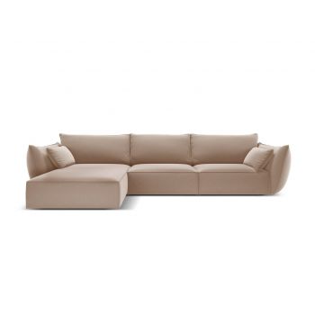 Coltar stanga 4 locuri, Kaelle, Micadoni Home, BL, 308x171x85 cm, catifea, bej la reducere