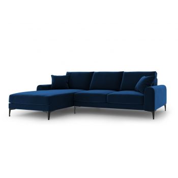 Coltar stanga, Madara, Mazzini Sofas, 5 locuri, 254x182x90 cm, catifea, albastru regal la reducere