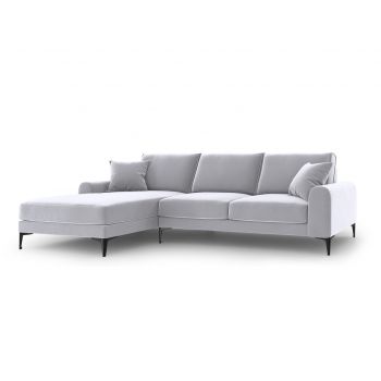 Coltar stanga, Madara, Mazzini Sofas, 5 locuri, 254x182x90 cm, catifea, argintiu la reducere