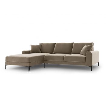 Coltar stanga, Madara, Mazzini Sofas, 5 locuri, 254x182x90 cm, catifea, bej la reducere