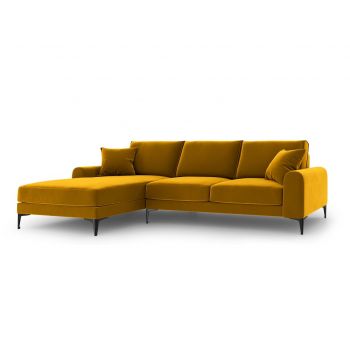 Coltar stanga, Madara, Mazzini Sofas, 5 locuri, 254x182x90 cm, catifea, galben