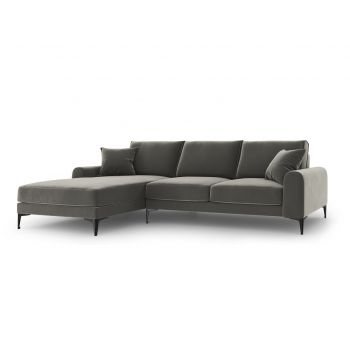 Coltar stanga, Madara, Mazzini Sofas, 5 locuri, 254x182x90 cm, catifea, gri deschis la reducere