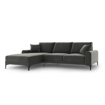 Coltar stanga, Madara, Mazzini Sofas, 5 locuri, 254x182x90 cm, catifea, gri inchis la reducere