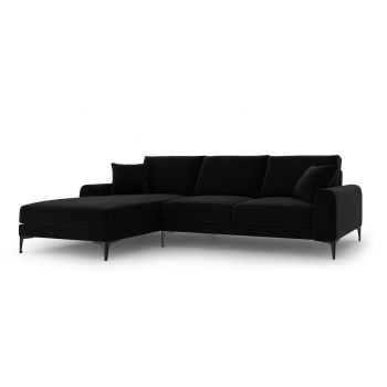 Coltar stanga, Madara, Mazzini Sofas, 5 locuri, 254x182x90 cm, catifea, negru