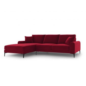 Coltar stanga, Madara, Mazzini Sofas, 5 locuri, 254x182x90 cm, catifea, rosu vin la reducere