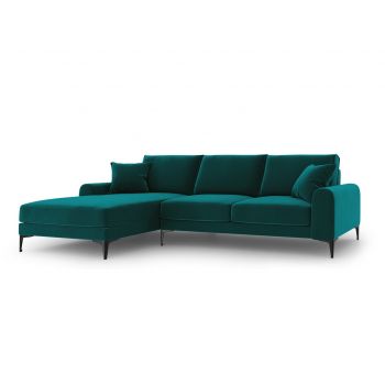 Coltar stanga, Madara, Mazzini Sofas, 5 locuri, 254x182x90 cm, catifea, turcoaz la reducere